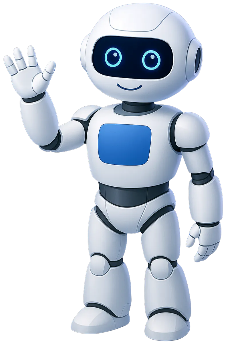 Friendly AI Robot Assistant Waving